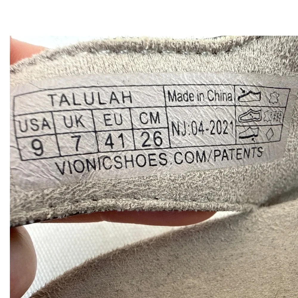 Vionic Strappy Sandals Womens 9 Pewter Metallic Orthotic Comfort Boho